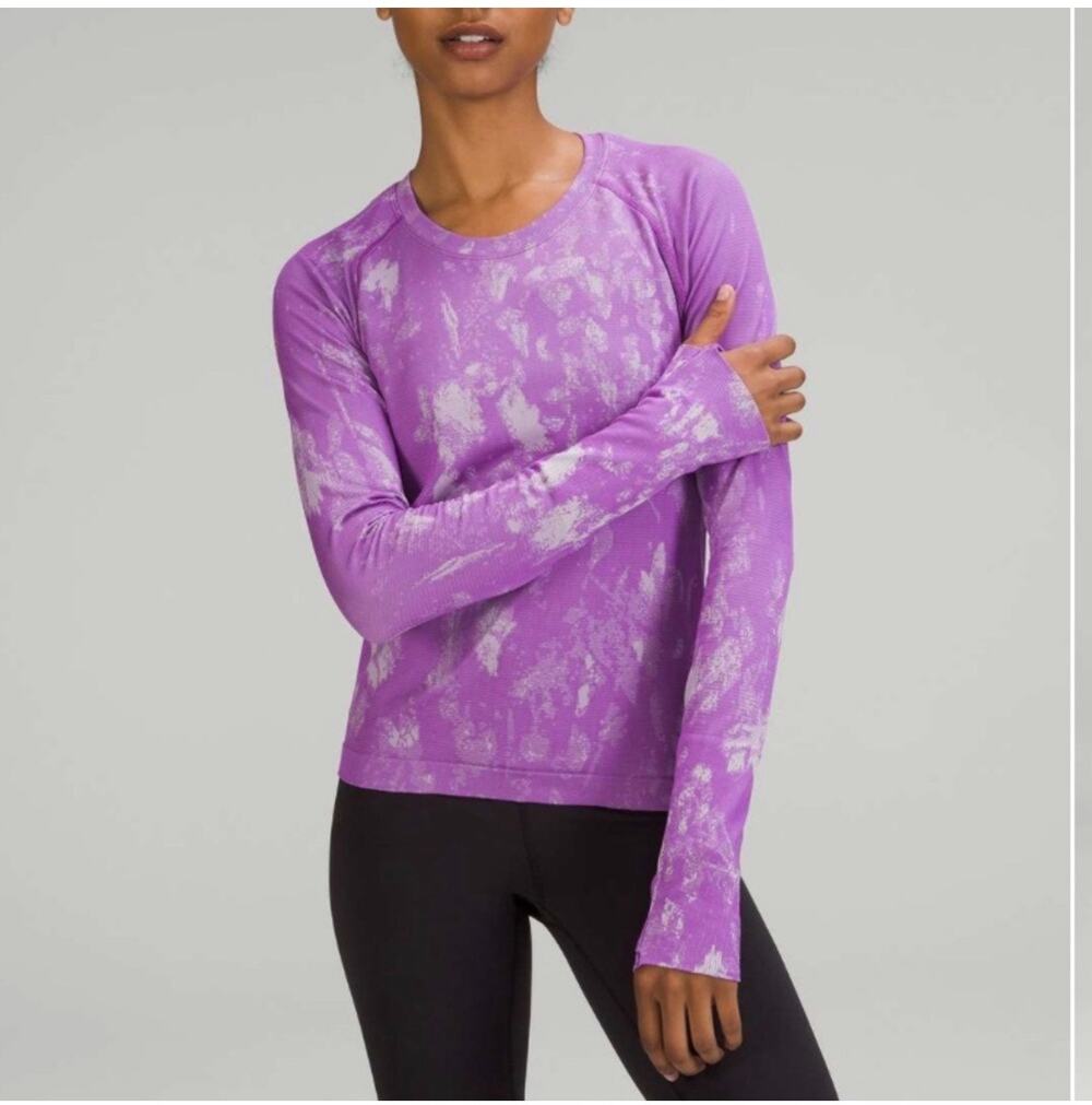 Lululemon Top Womens 6 Swiftly Tech Long Sleeve Shadow Bloom Moonlit Magenta Run